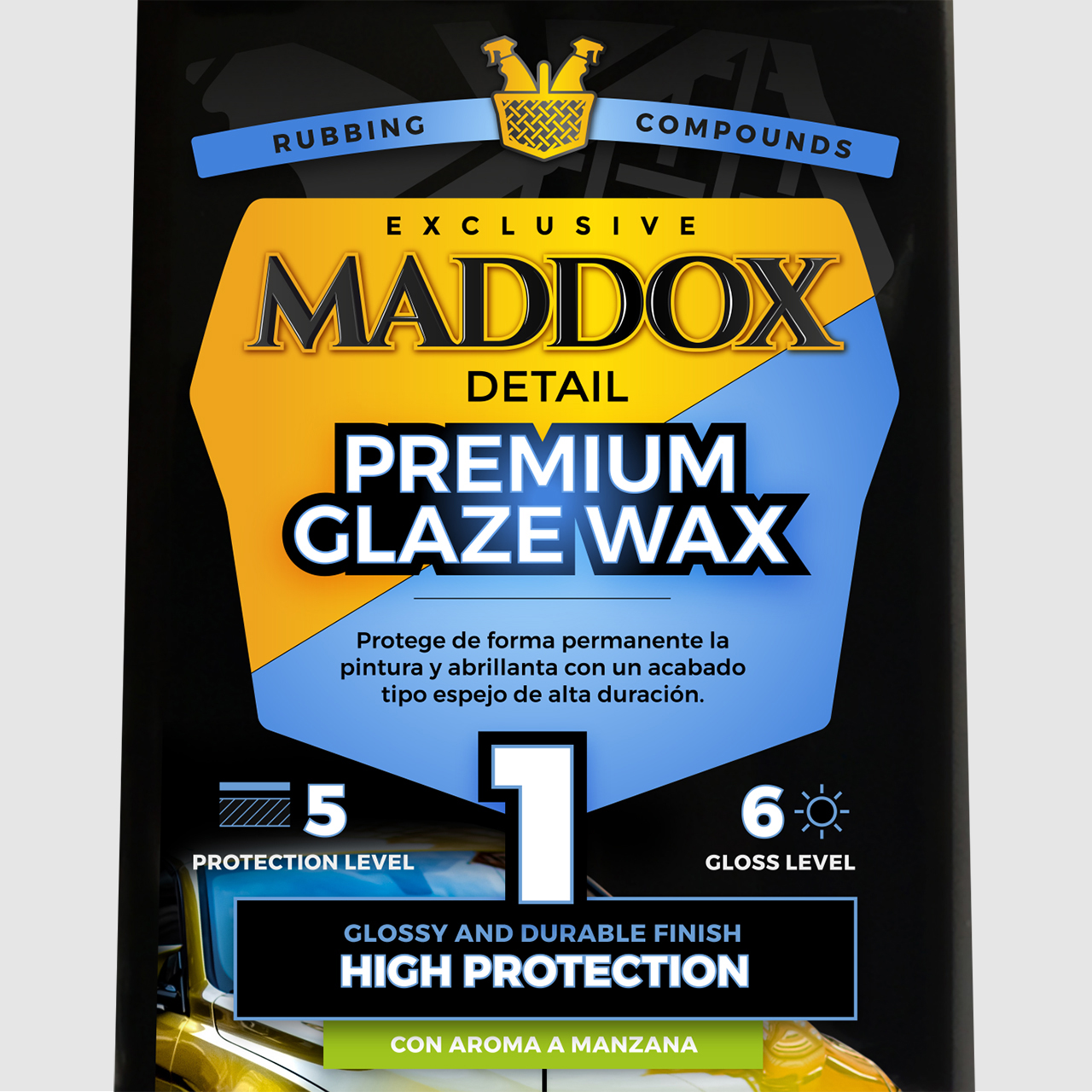 Etiqueta de Premium Glaze Wax de Maddox